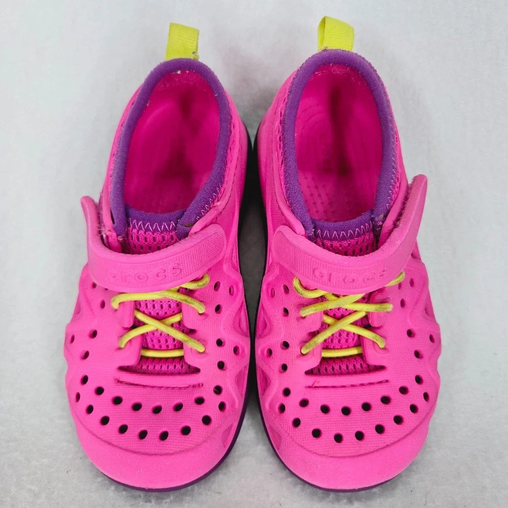 CROCS Shoes Childrens 10 Pink Purple Swiftwater Play Shoes Water Sandals Sneaker